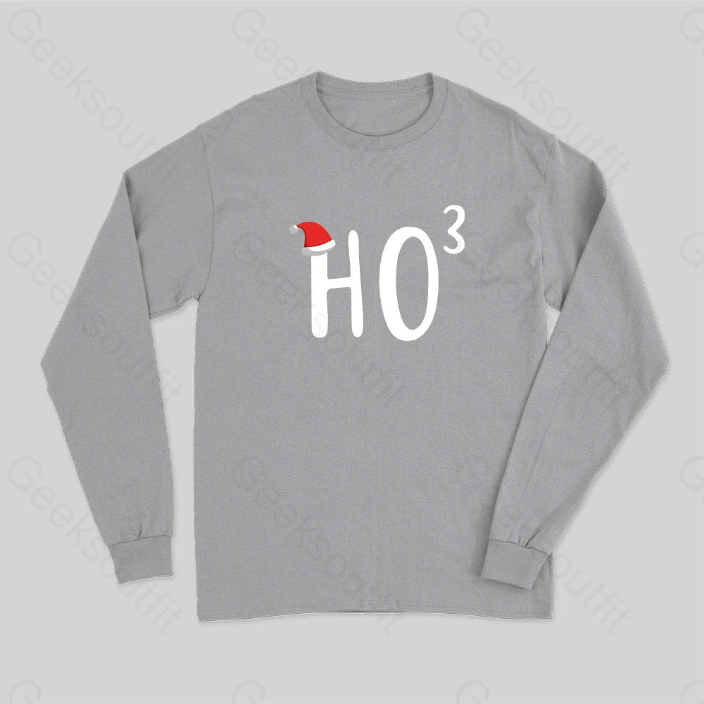 Ho To The Third Power Christmas Long Sleeve T-Shirt Grey / S