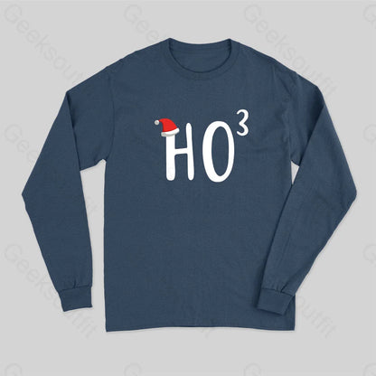 Ho To The Third Power Christmas Long Sleeve T-Shirt Navy / S