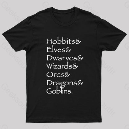 Hobbit Lineup Geek T-Shirt Black / S