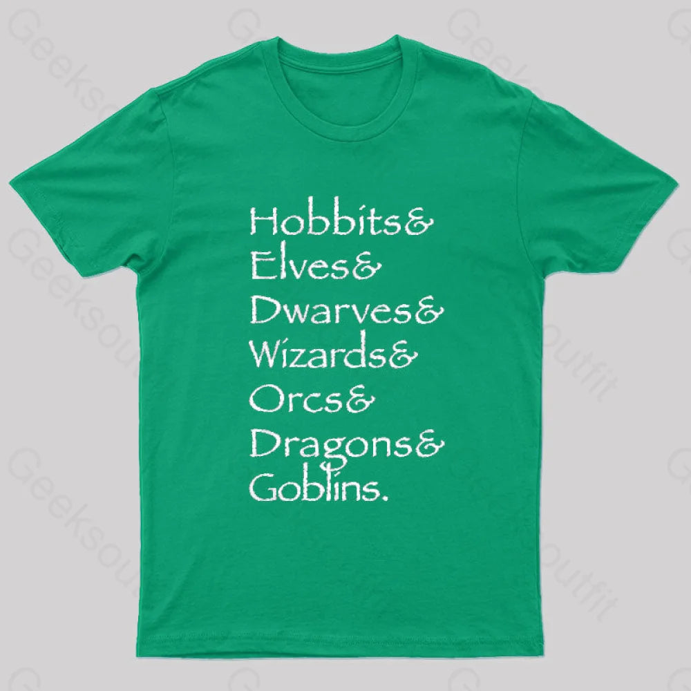 Hobbit Lineup Geek T-Shirt Green / S