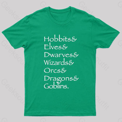 Hobbit Lineup Geek T-Shirt Green / S