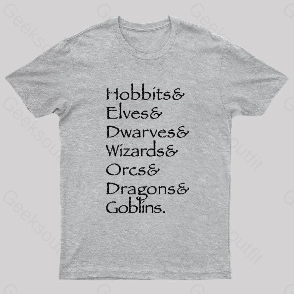 Hobbit Lineup Geek T-Shirt Grey / S