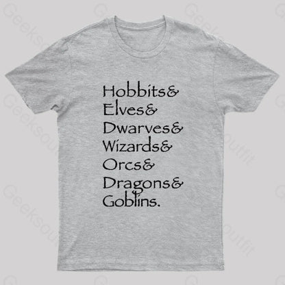 Hobbit Lineup Geek T-Shirt Grey / S