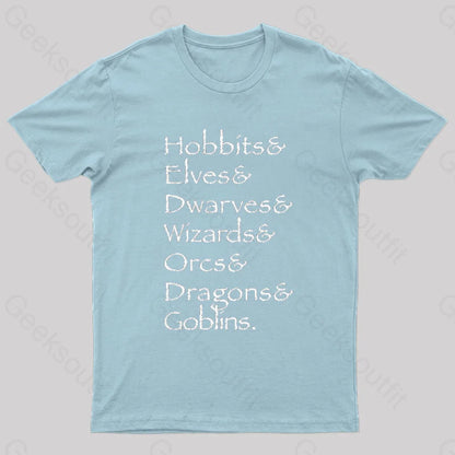 Hobbit Lineup Geek T-Shirt Light Blue / S