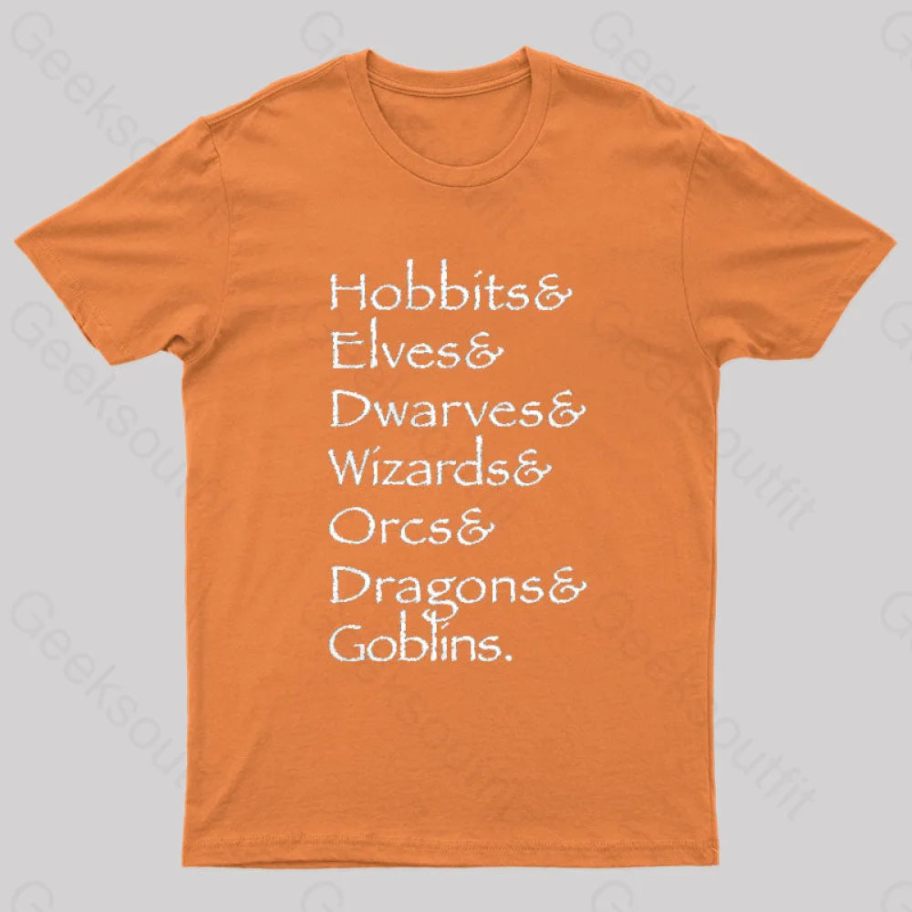 Hobbit Lineup Geek T-Shirt Orange / S