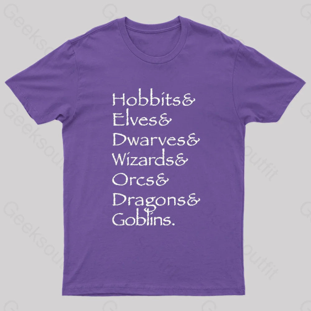 Hobbit Lineup Geek T-Shirt Purple / S