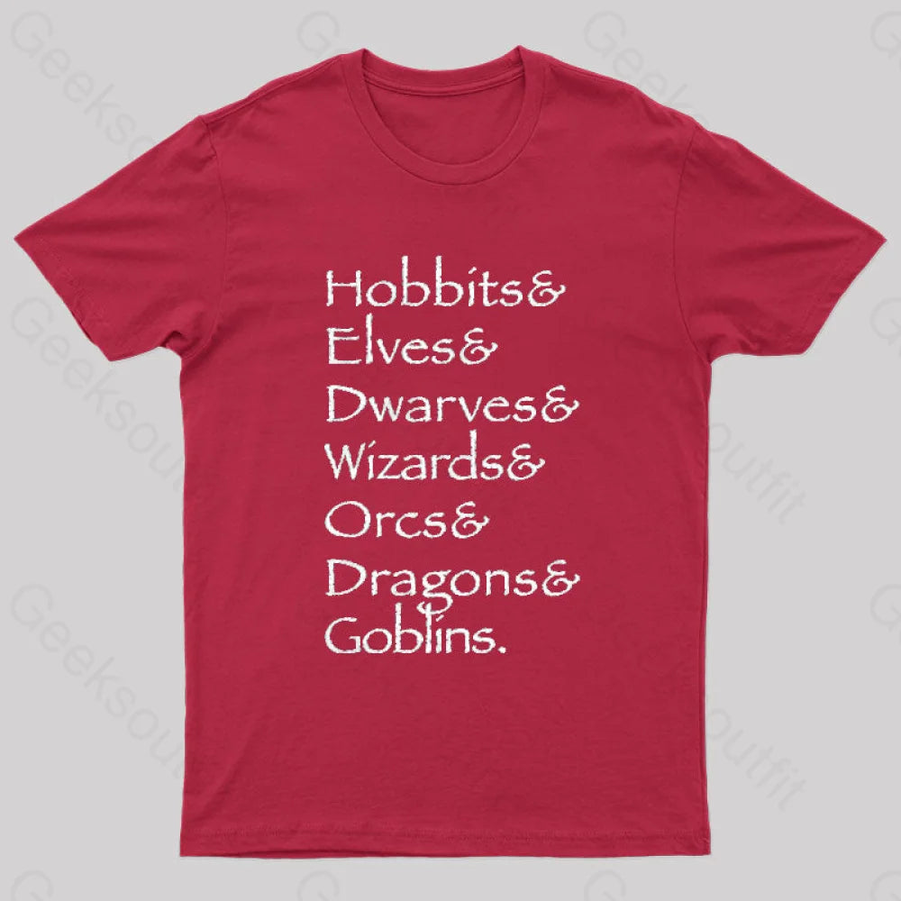 Hobbit Lineup Geek T-Shirt Red / S