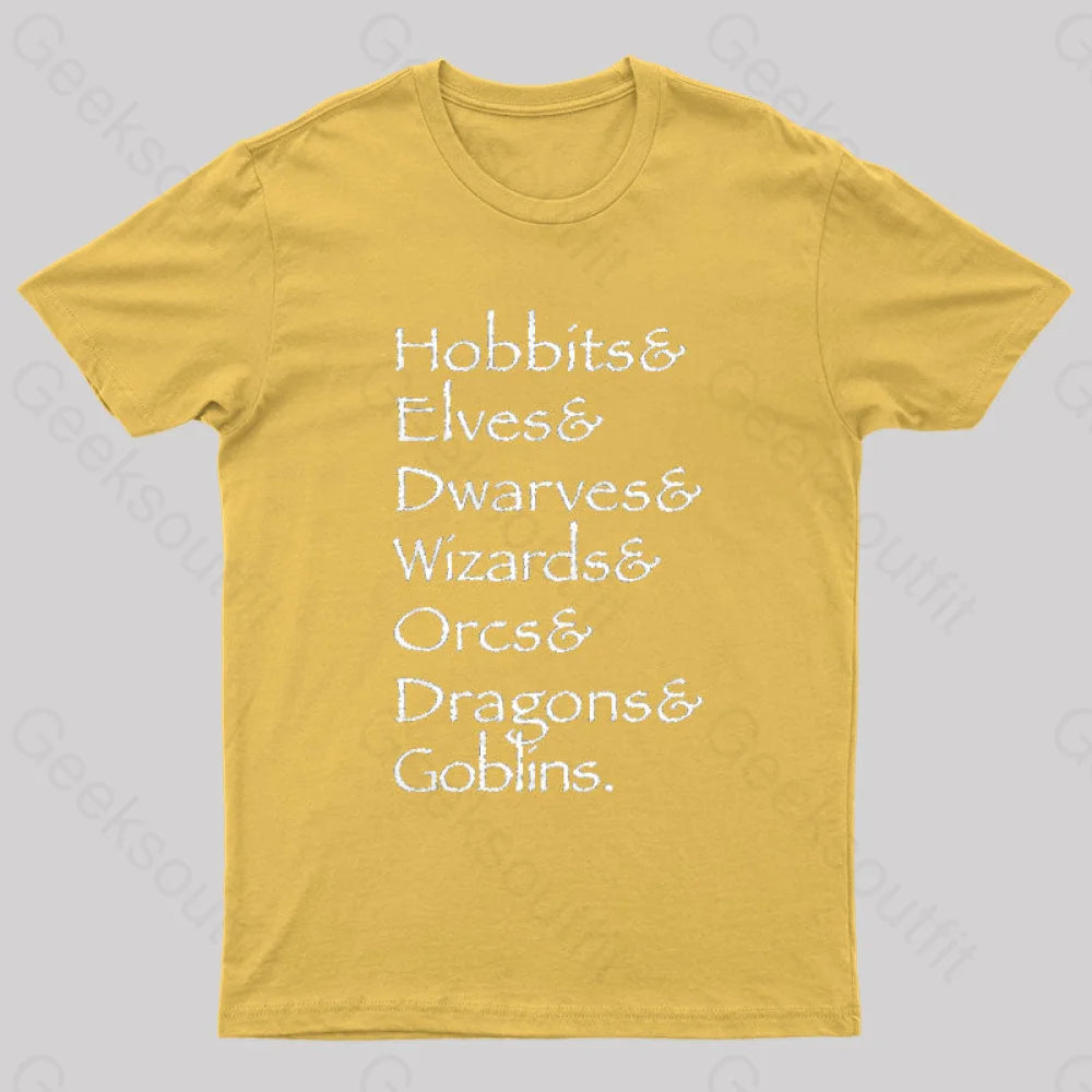 Hobbit Lineup Geek T-Shirt Yellow / S