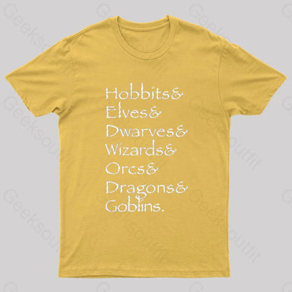 Hobbit Lineup Geek T-Shirt Yellow / S