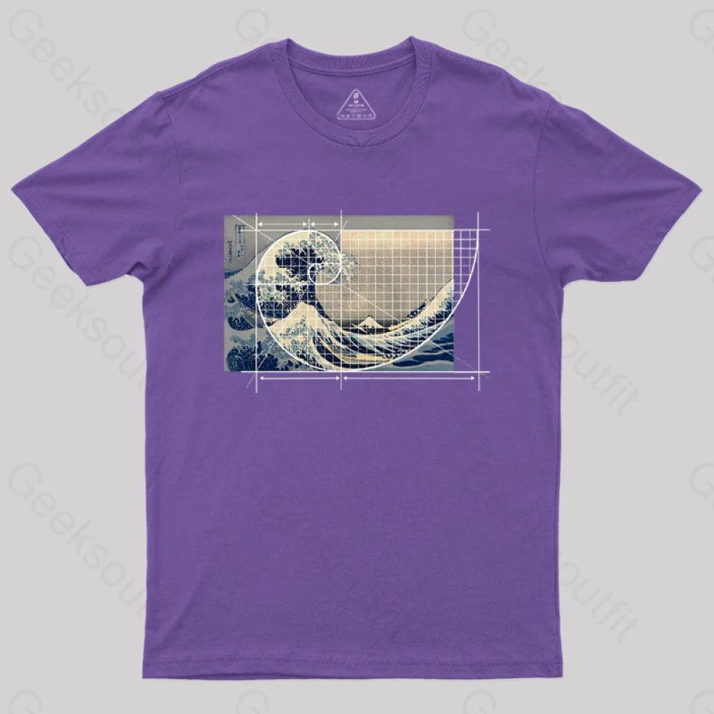 Hokusai Meets Fibonacci Geek T-Shirt Purple / S