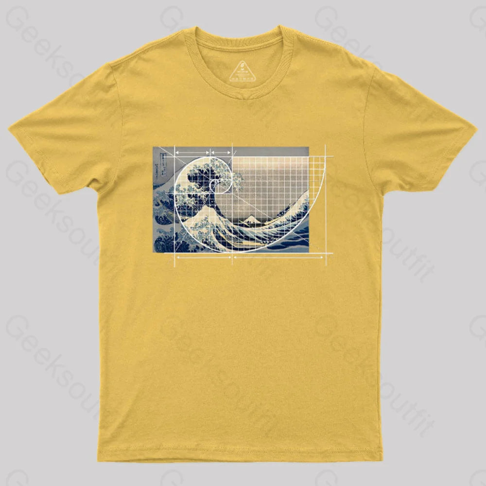 Hokusai Meets Fibonacci Geek T-Shirt Yellow / S