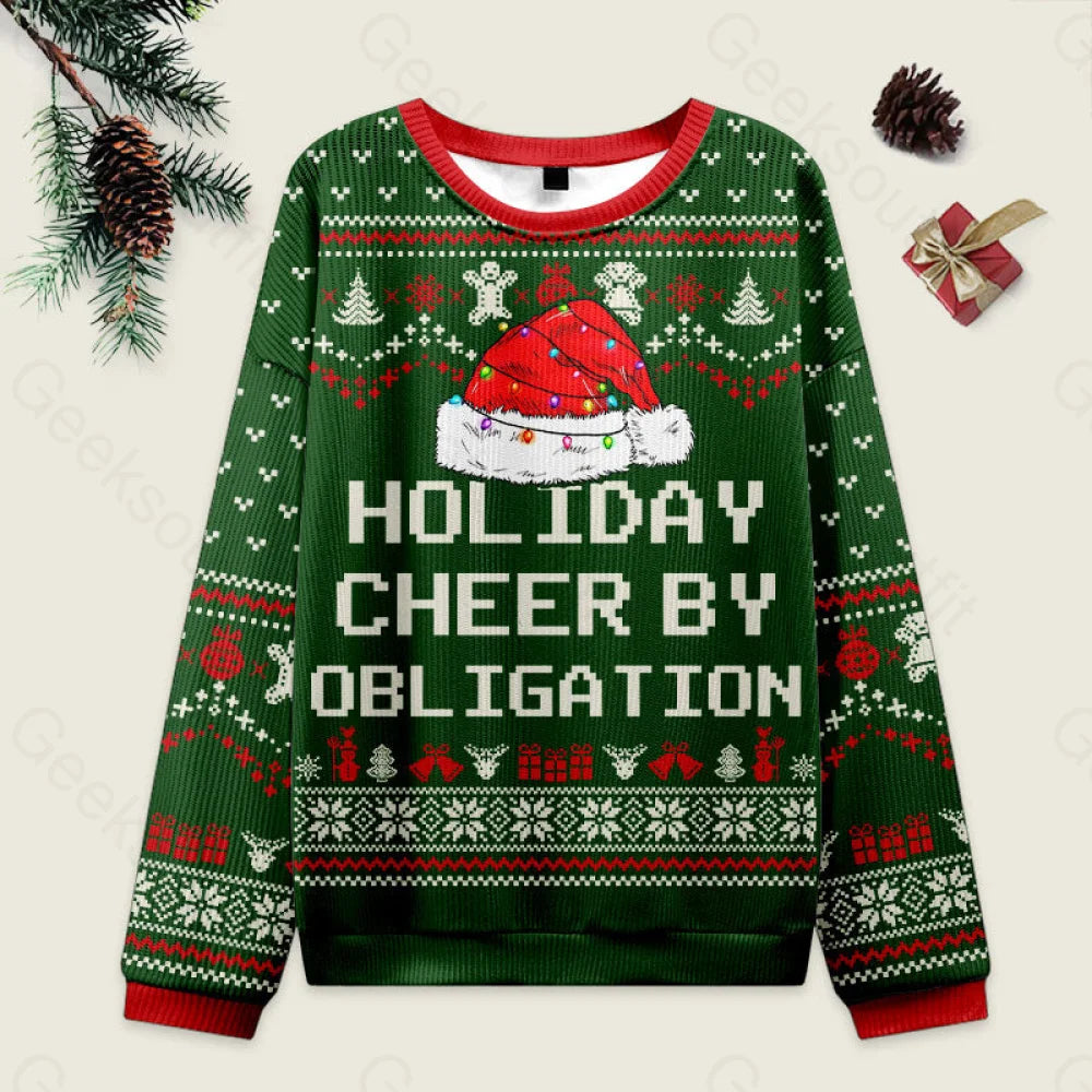 Holiday Cheer By Obligation Green Ugly Christmas Sweater Men’s Style-S