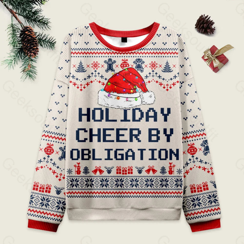 Holiday Cheer By Obligation Off-White Ugly Christmas Sweater Men’s Style-S