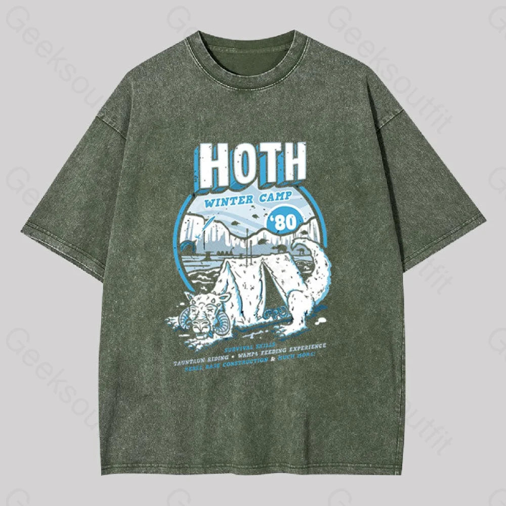 Hoth Winter Camp Washed T-Shirt Army Green / S