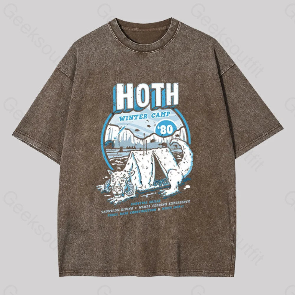 Hoth Winter Camp Washed T-Shirt Coffee / S