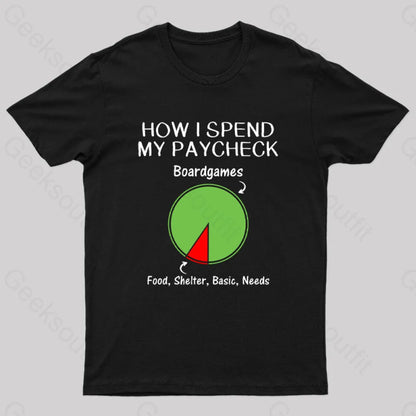 How I Spend My Paycheck Geek T-Shirt Black / S