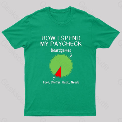 How I Spend My Paycheck Geek T-Shirt Green / S