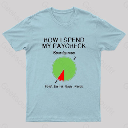 How I Spend My Paycheck Geek T-Shirt Light Blue / S