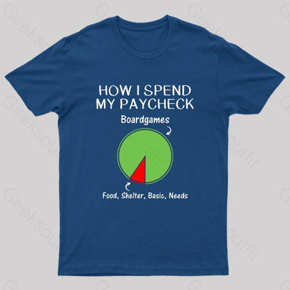 How I Spend My Paycheck Geek T-Shirt Navy / S