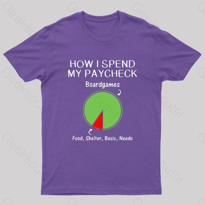 How I Spend My Paycheck Geek T-Shirt Purple / S