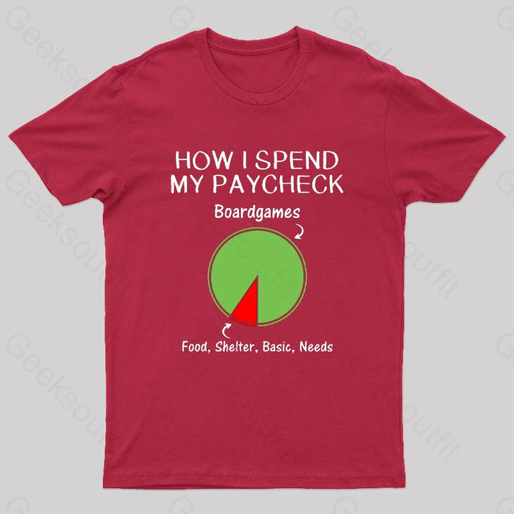 How I Spend My Paycheck Geek T-Shirt Red / S