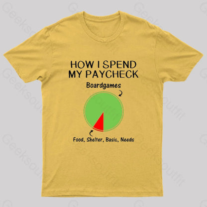 How I Spend My Paycheck Geek T-Shirt Yellow / S