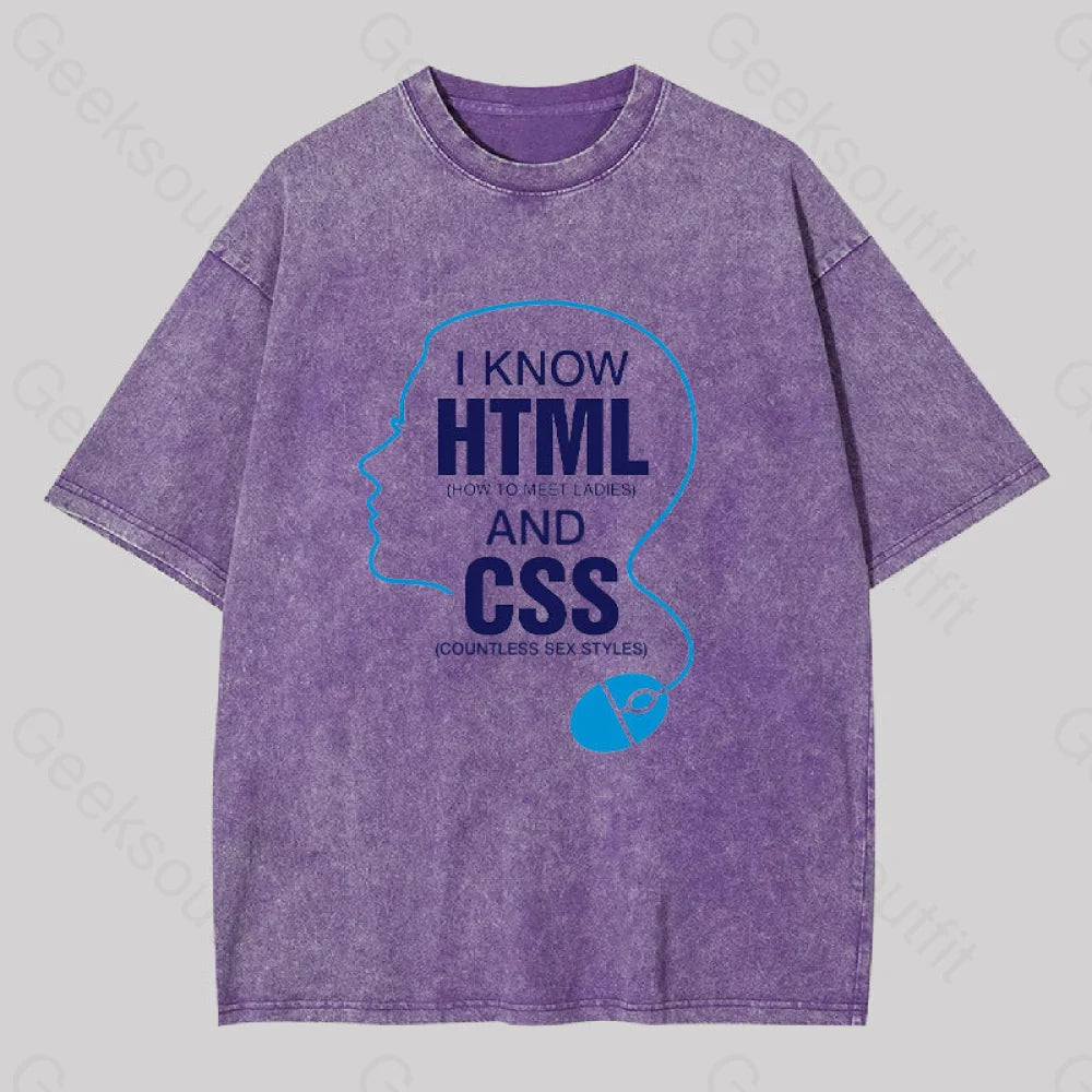 How To Meet Ladies Geek Washed T-Shirt Purple / S