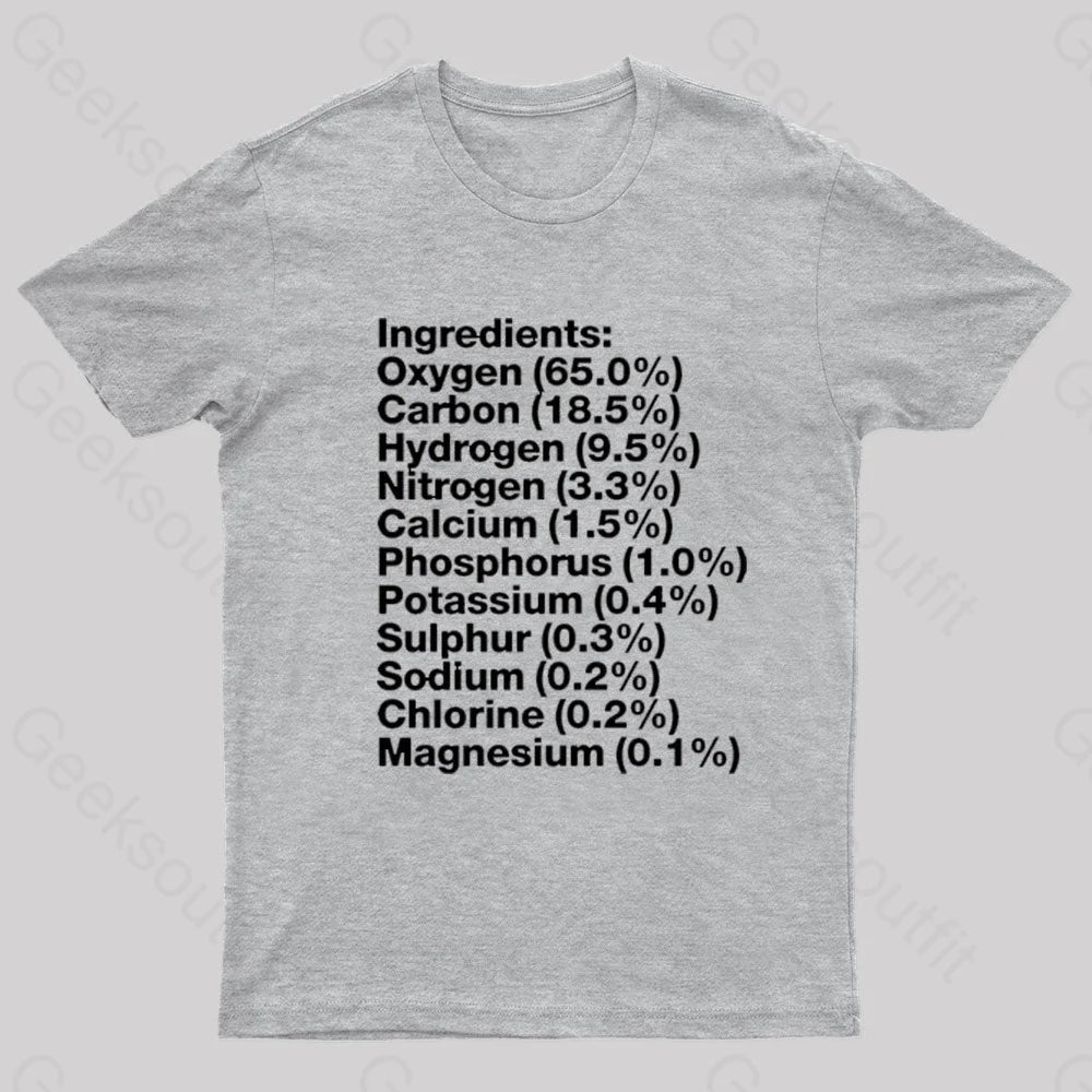 Human Body Ingredients Geek T-Shirt Grey / S