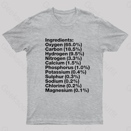 Human Body Ingredients Geek T-Shirt Grey / S