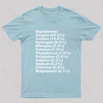 Human Body Ingredients Geek T-Shirt Light Blue / S