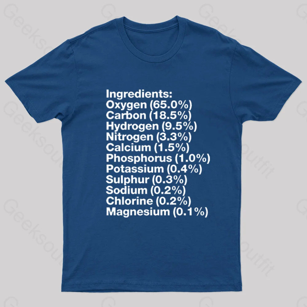 Human Body Ingredients Geek T-Shirt Navy / S