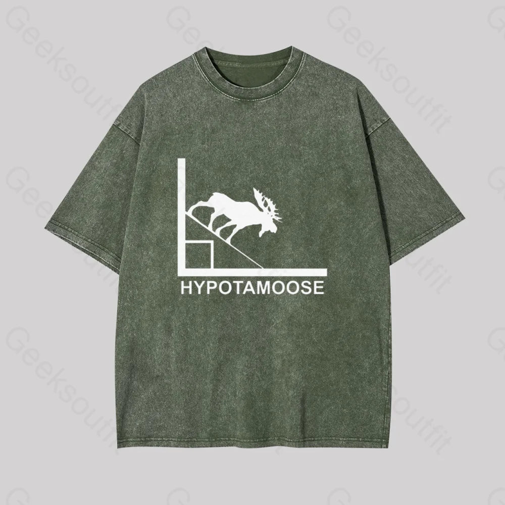 Hypotamoose Pun Geek Washed T-Shirt Armygreen / S