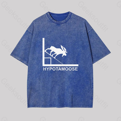 Hypotamoose Pun Geek Washed T-Shirt Blue / S