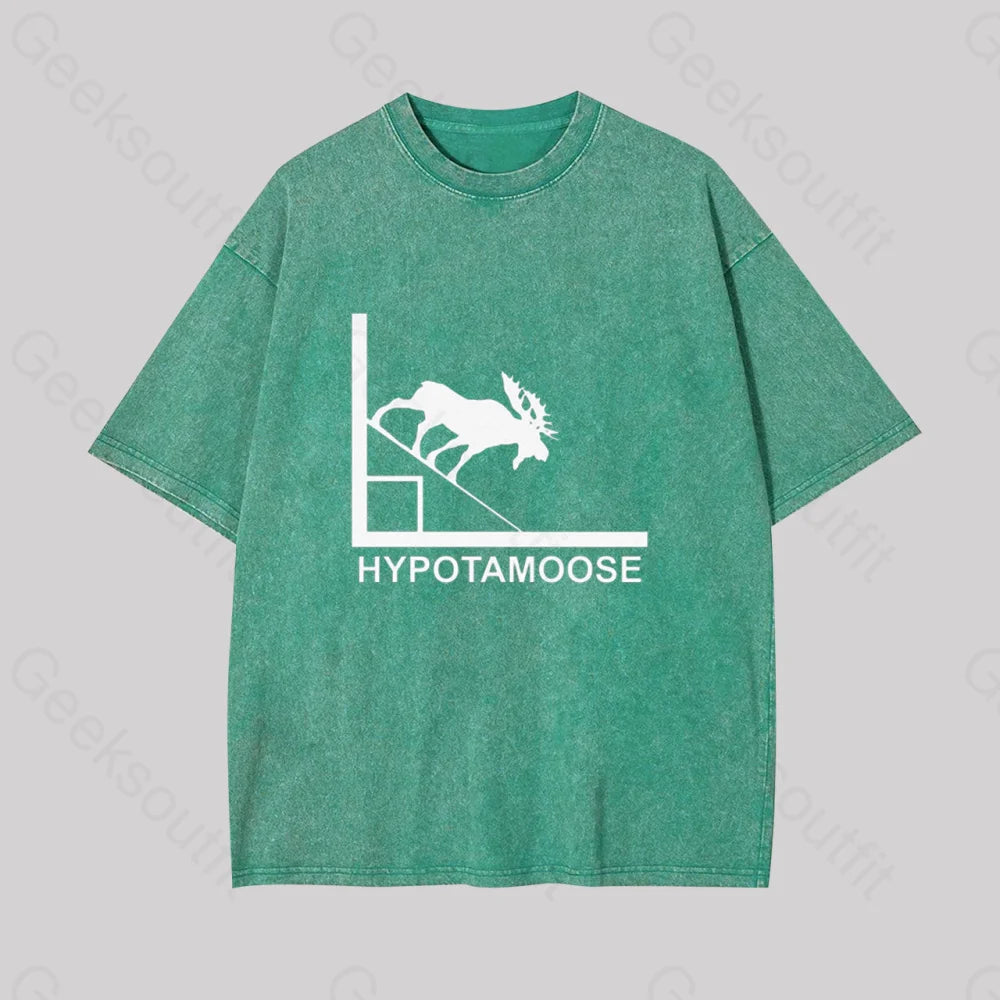 Hypotamoose Pun Geek Washed T-Shirt Grass Green / S