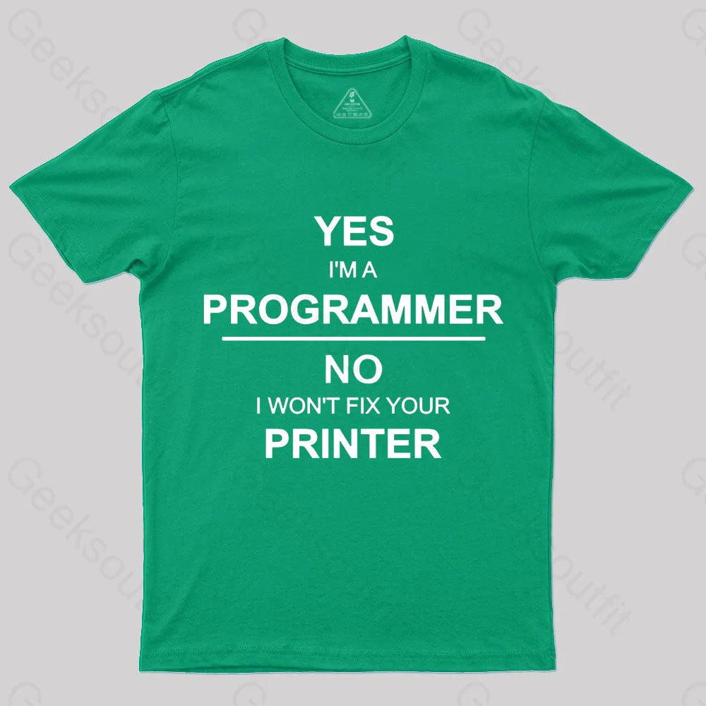 I Am A Programmer Geek T-Shirt Green / S