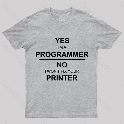 I Am A Programmer Geek T-Shirt Grey / S