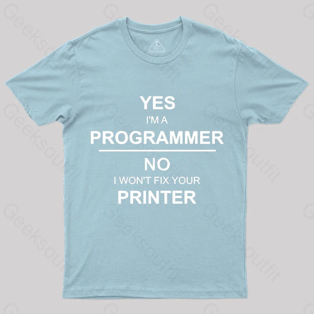 I Am A Programmer Geek T-Shirt Light Blue / S