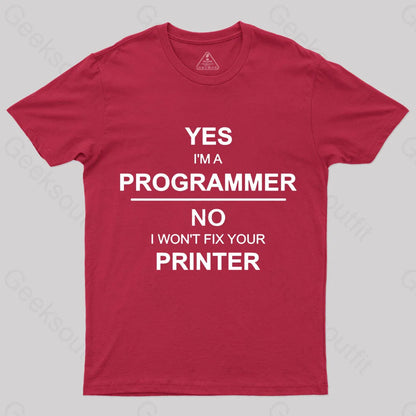 I Am A Programmer Geek T-Shirt Red / S