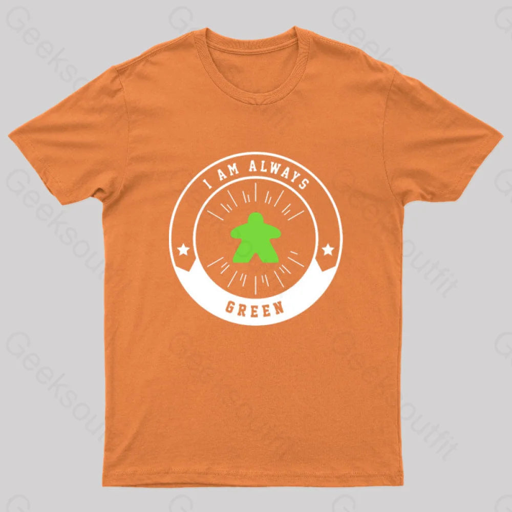 I Am Always Green Meeple Nerd T-Shirt Orange / S