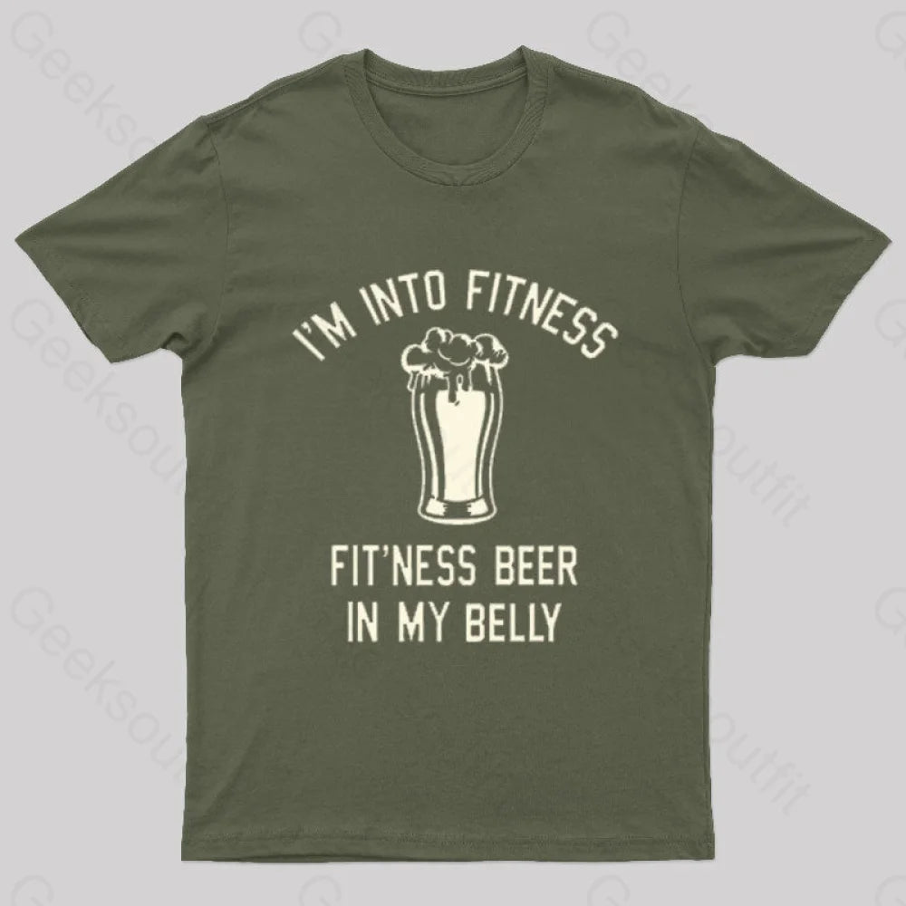 I Am Into Fitness Nerd T-Shirt Army Green / S