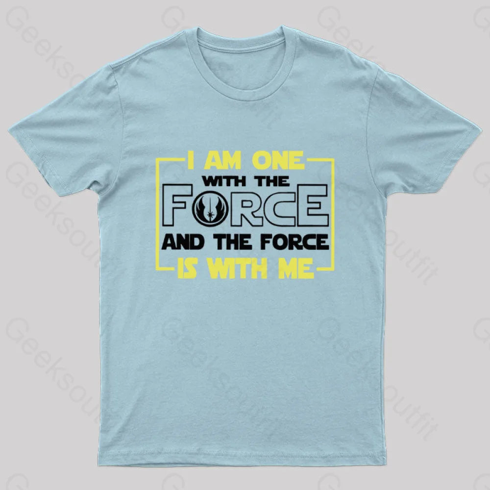 I Am One With The Force Nerd T-Shirt Light Blue / S