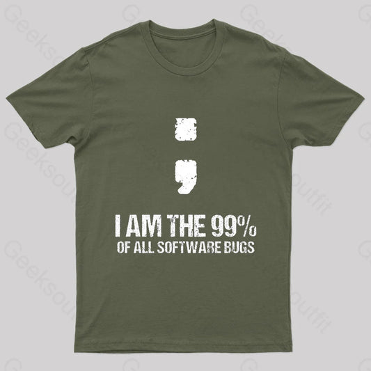 I Am The 99% Of All Software Bugs Nerd T-Shirt Army Green / S