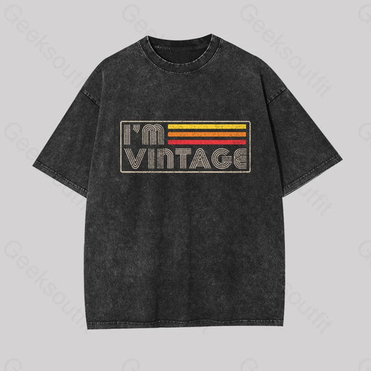 I Am Vintage Geek Washed T-Shirt Black / S