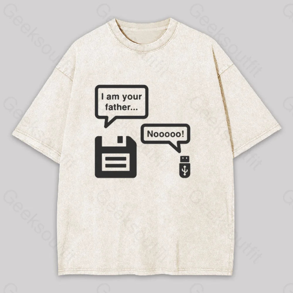 I Am Your Father Geek Washed T-Shirt Apricot / S