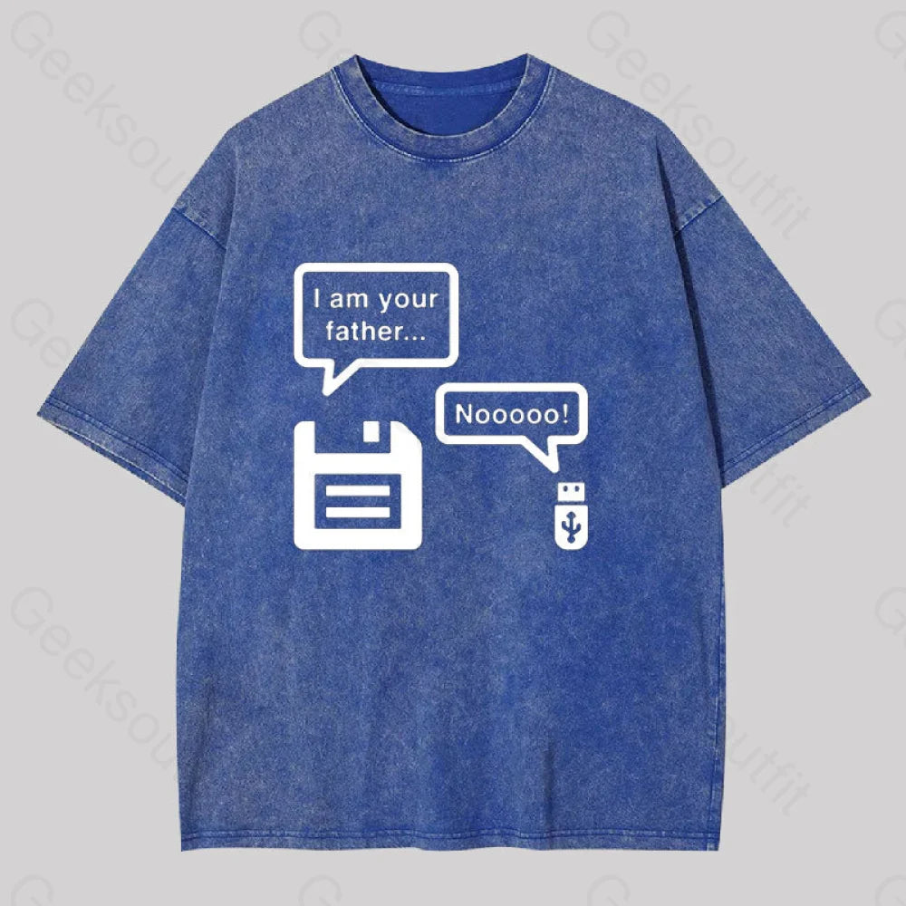 I Am Your Father Geek Washed T-Shirt Blue / S