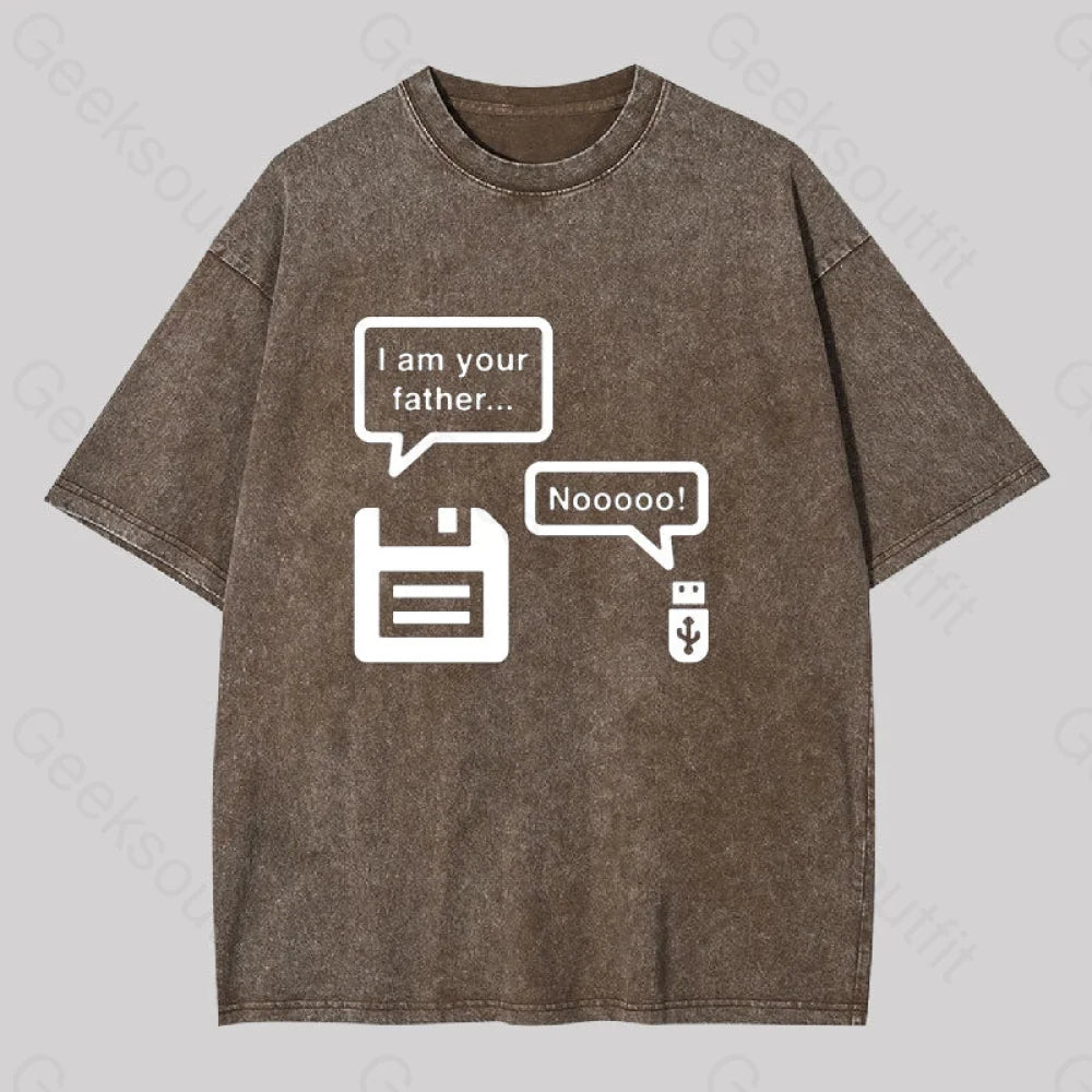 I Am Your Father Geek Washed T-Shirt Coffee / S