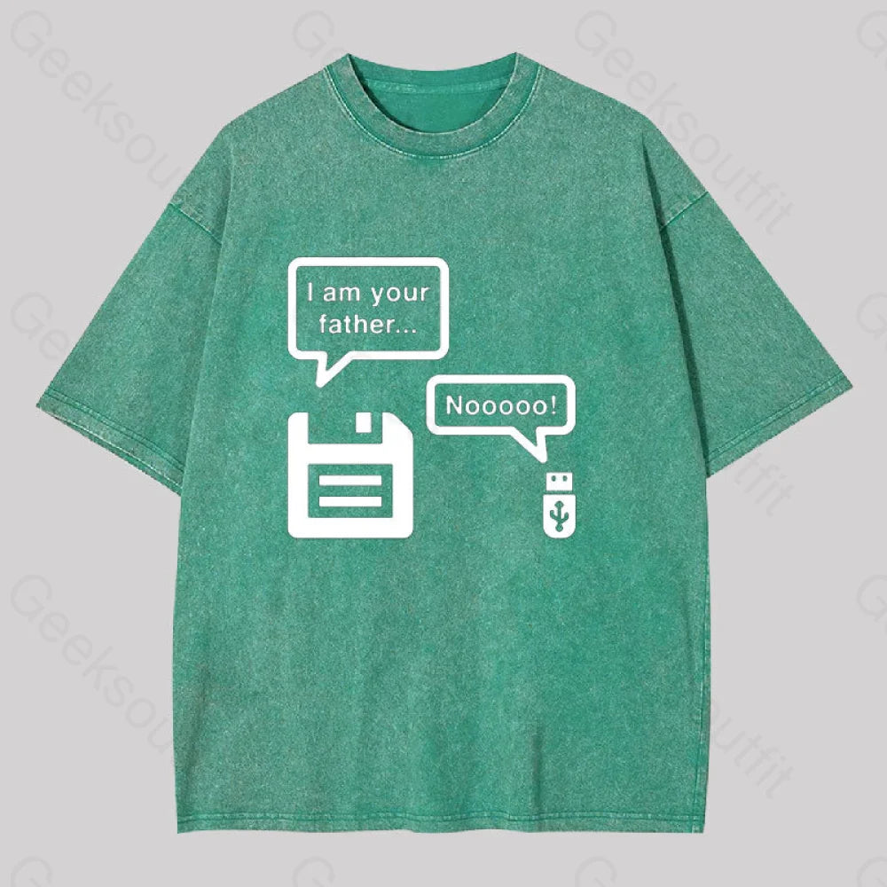 I Am Your Father Geek Washed T-Shirt Grass Green / S