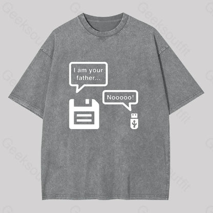 I Am Your Father Geek Washed T-Shirt Grey / S