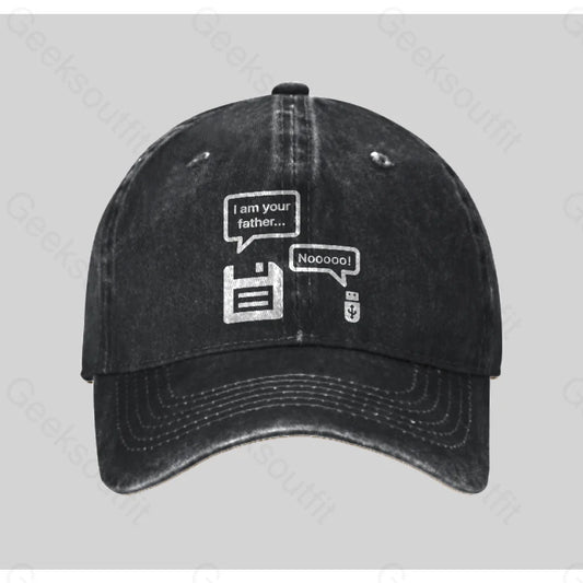 I Am Your Father Washed Vintage Baseball Cap Black