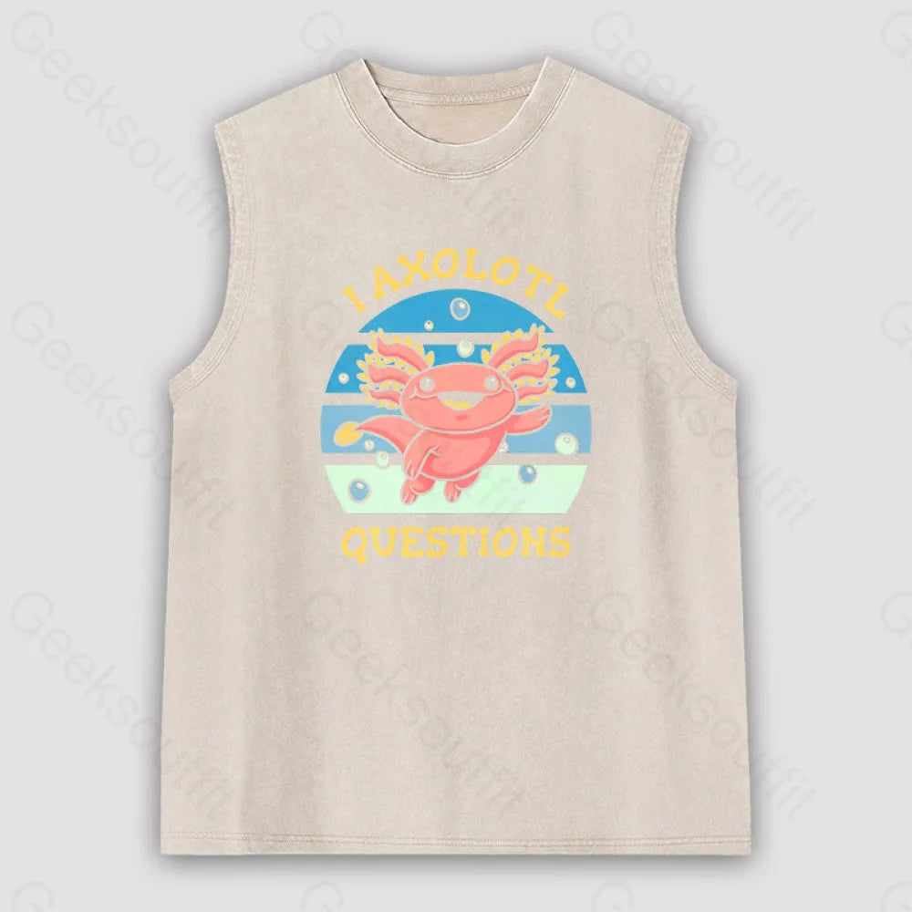 I Axolotl Questions Unisex Washed Tank Apricot / S